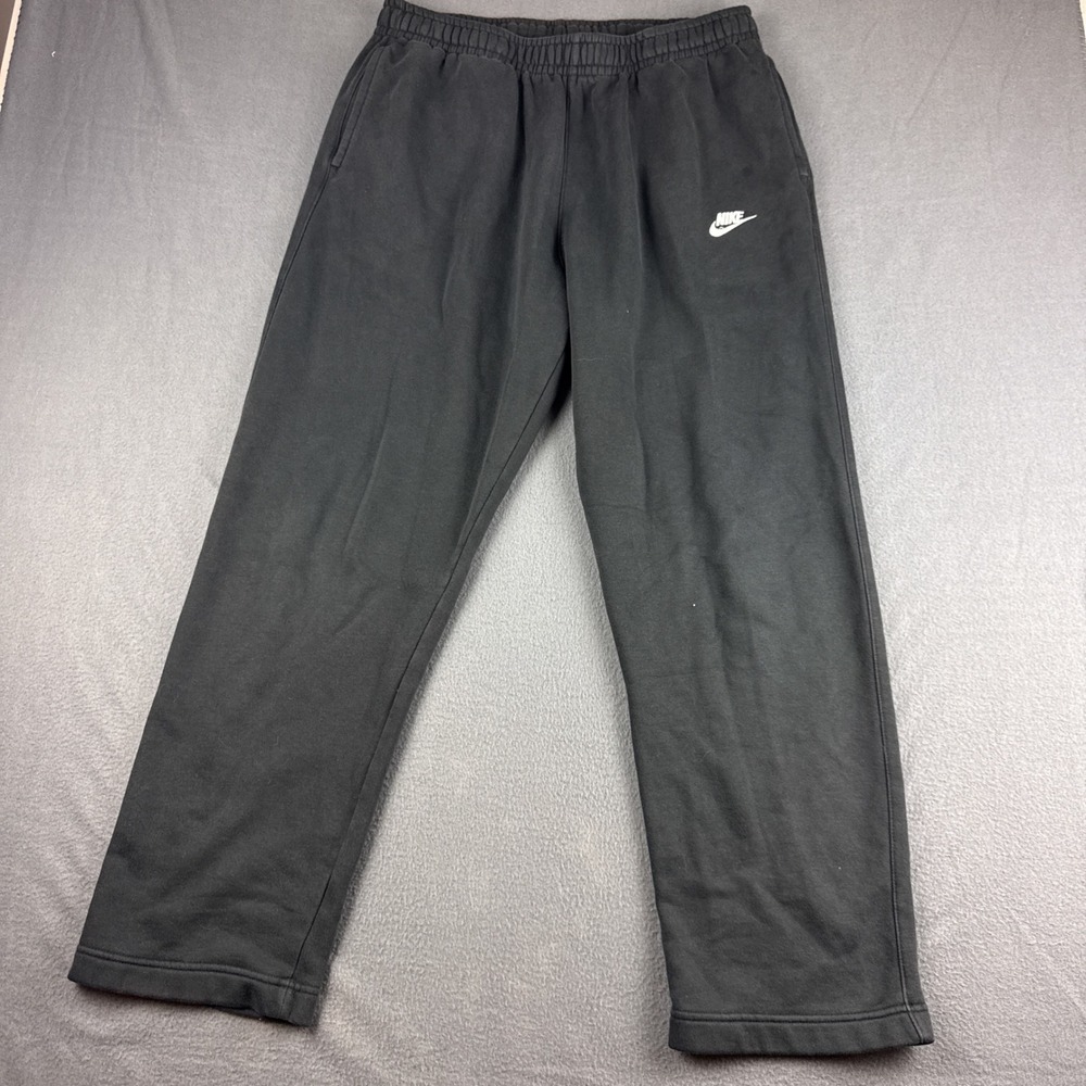 Nike Pants Men's XL Black Fleece Open Hem Sweatpants Sportswear Logo BV2707-010